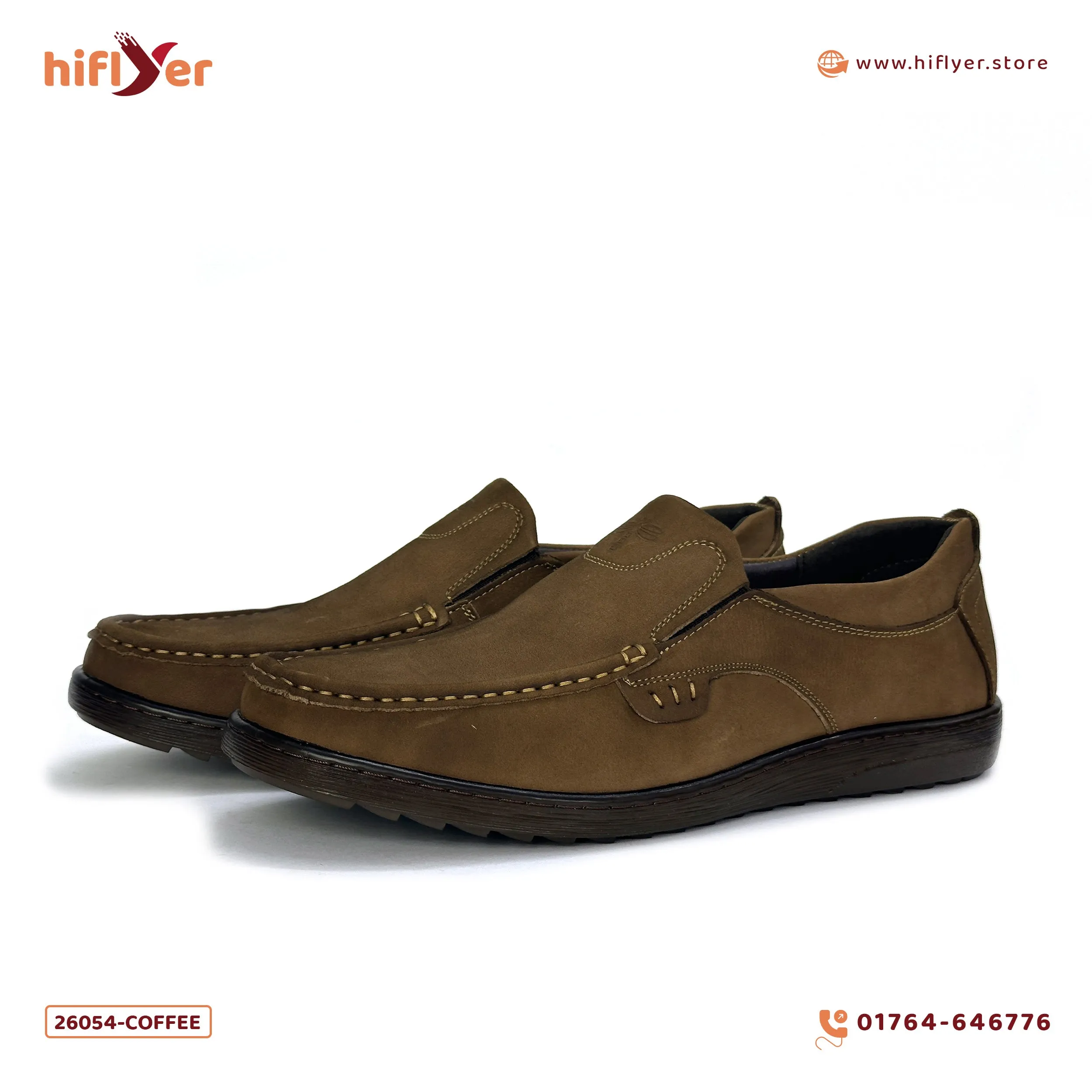 26054-Coffee Premium Leather Slip-on Lightweight Casual Loafers