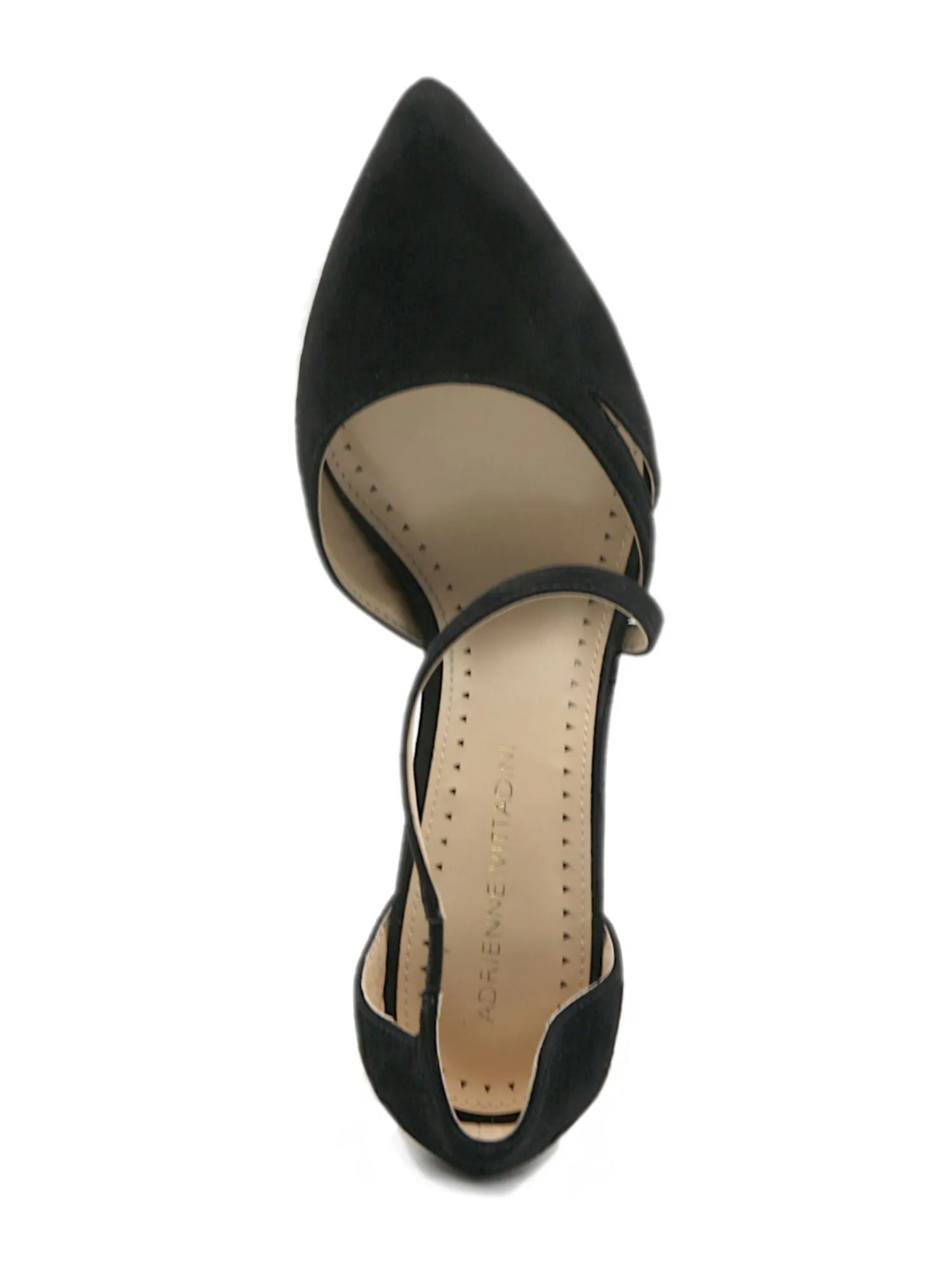 ADRIENNE VITTADINI Womens Black Cross-Strap Padded Stretch Nath Pointed Toe Block Heel Slip On Leather Pumps Shoes M