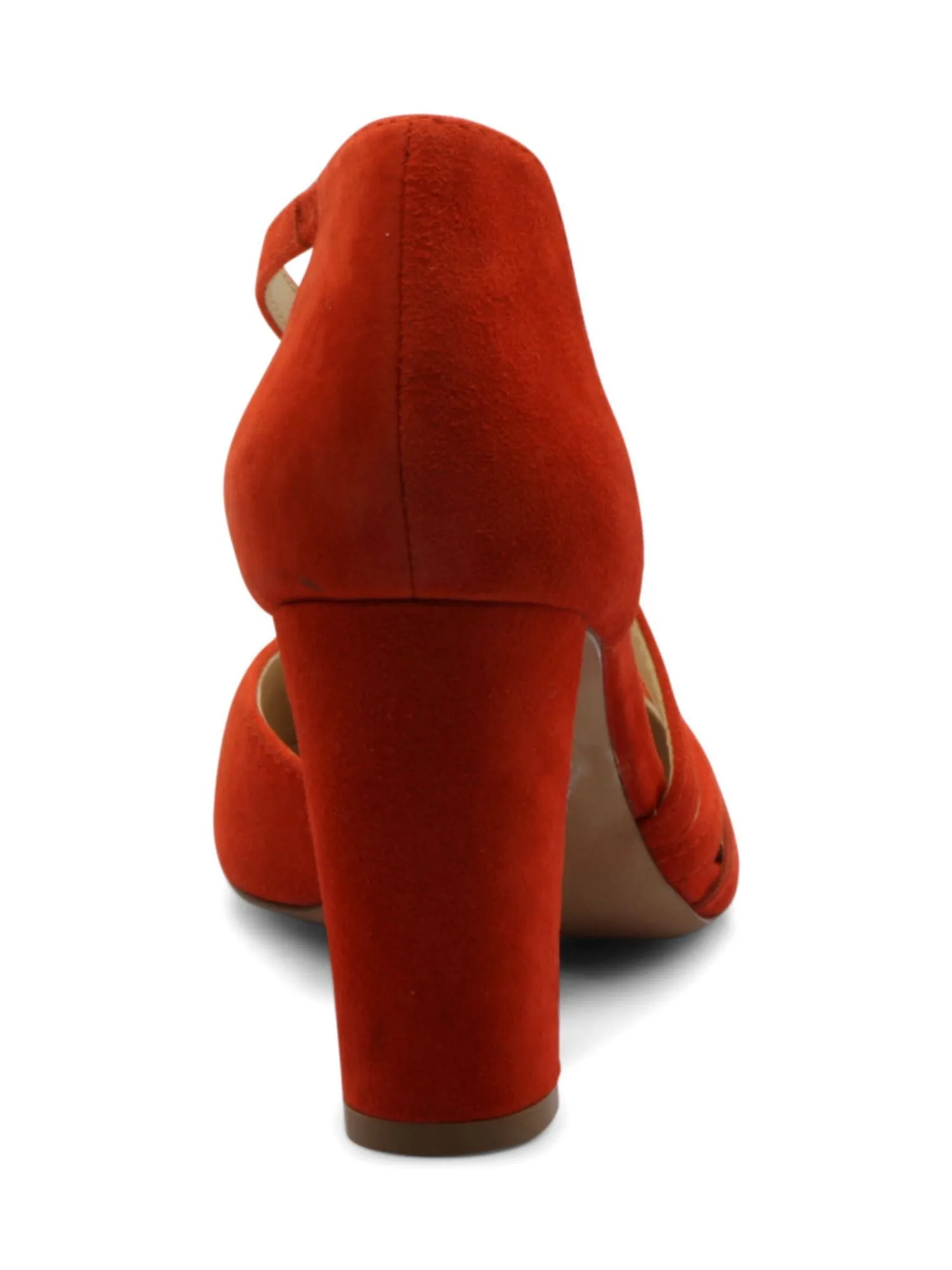 ADRIENNE VITTADINI Womens Red Cross-Strap Padded Stretch Nath Pointed Toe Block Heel Slip On Leather Pumps Shoes M