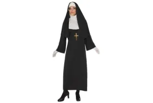 Adult Nun Costume Set with Robe, Habit, Veil & Accessories