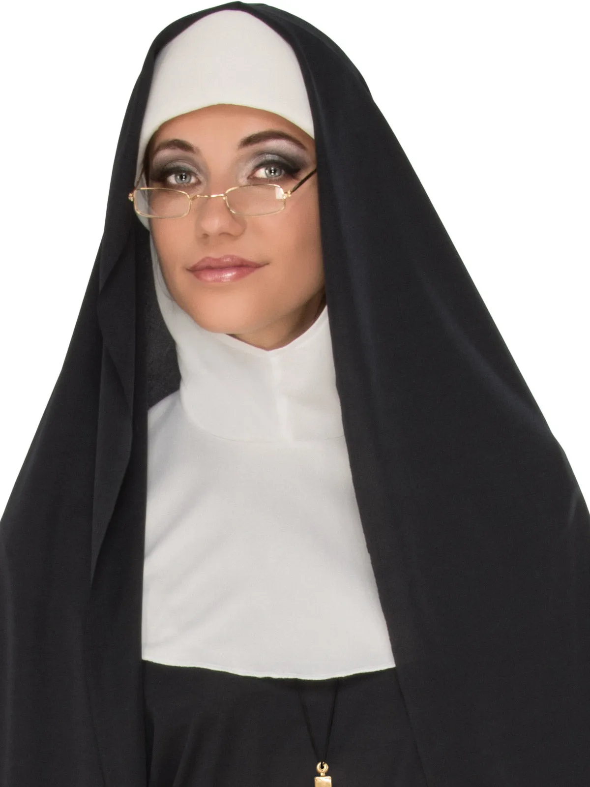 Adult Nun Costume Set with Robe, Habit, Veil & Accessories