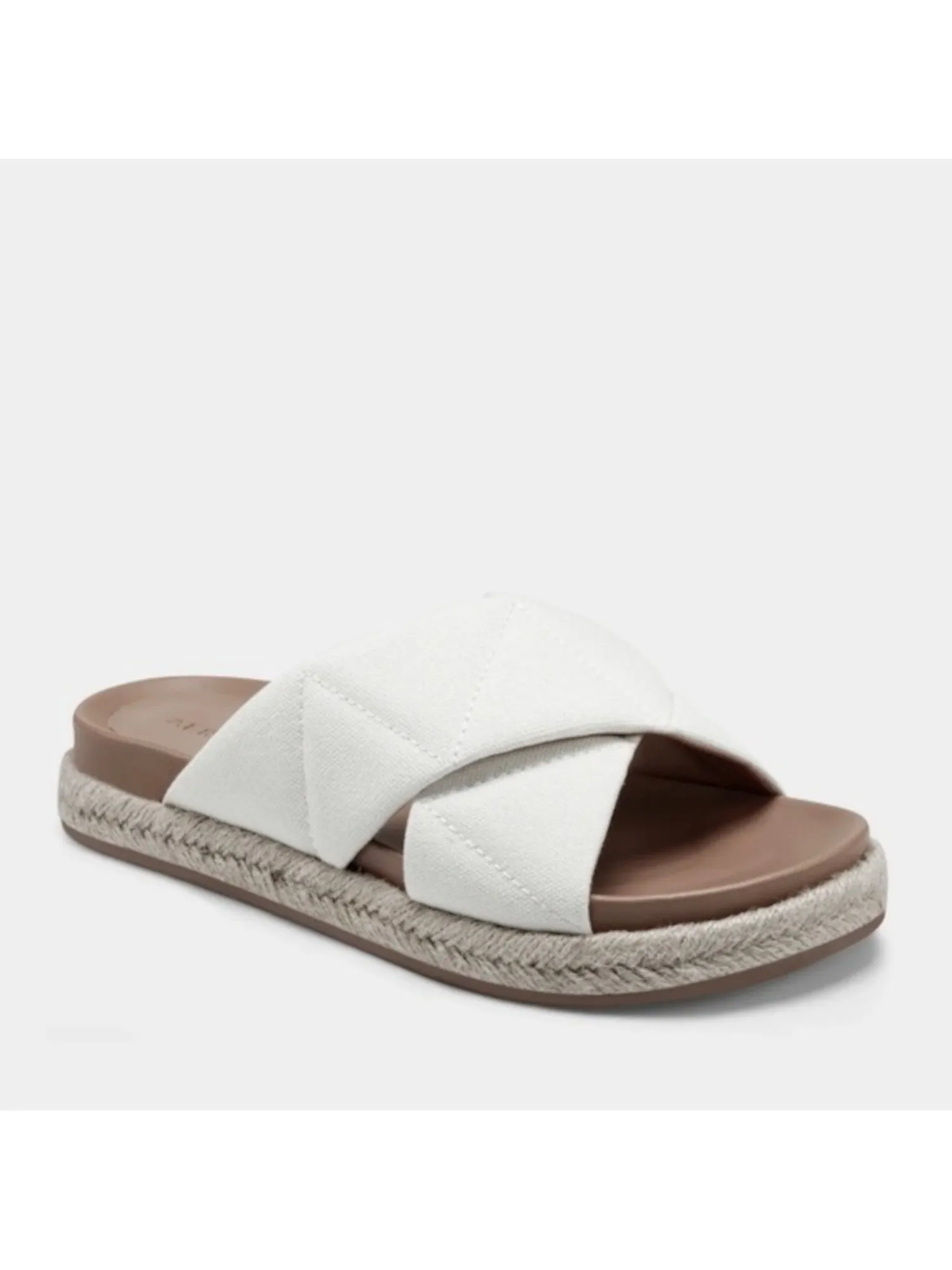 AEROSOLES Womens White 1" Platform Quilted Cross Straps Cushioned Linney Round Toe Wedge Slip On Espadrille Shoes M
