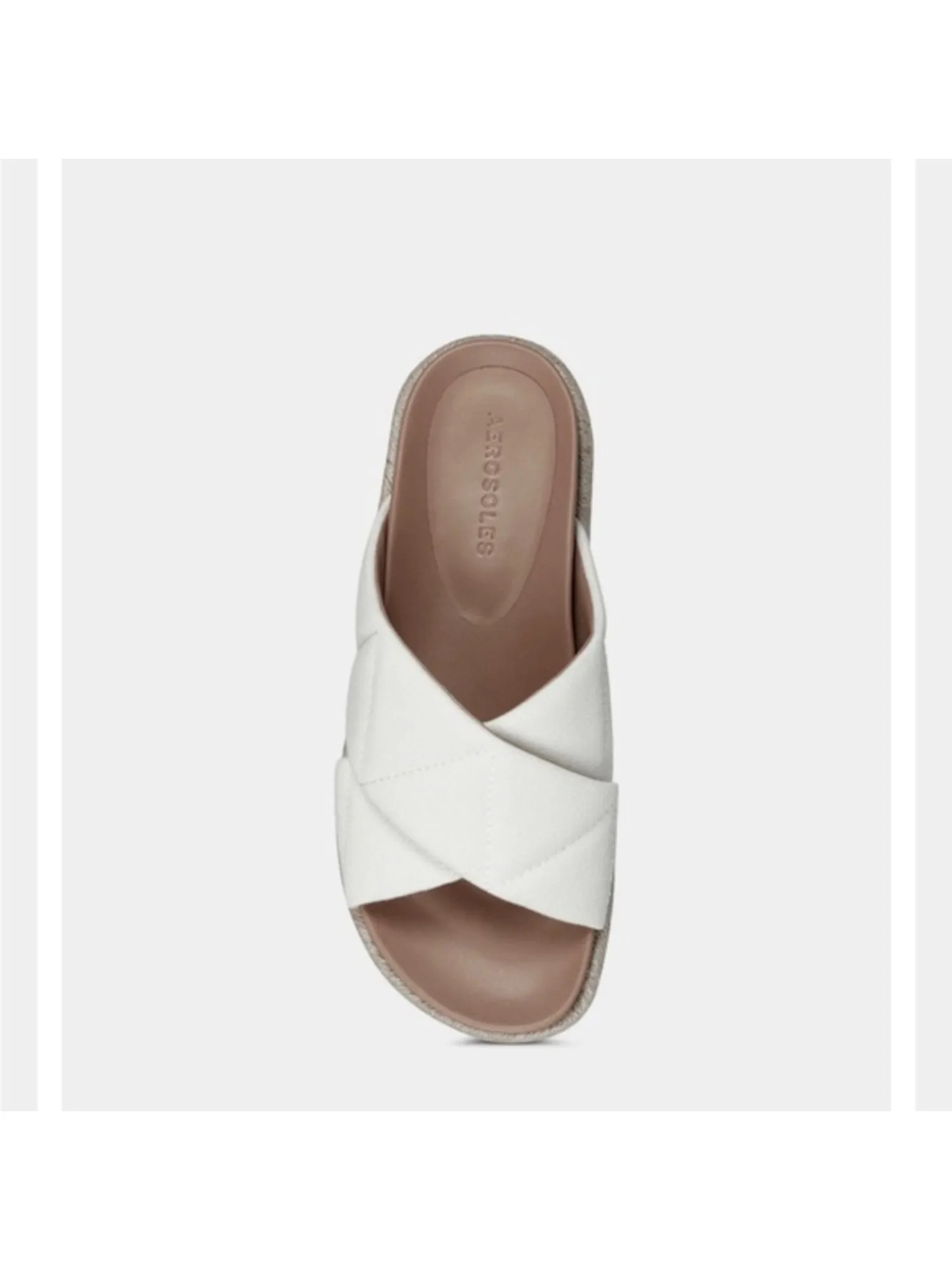 AEROSOLES Womens White 1" Platform Quilted Cross Straps Cushioned Linney Round Toe Wedge Slip On Espadrille Shoes M