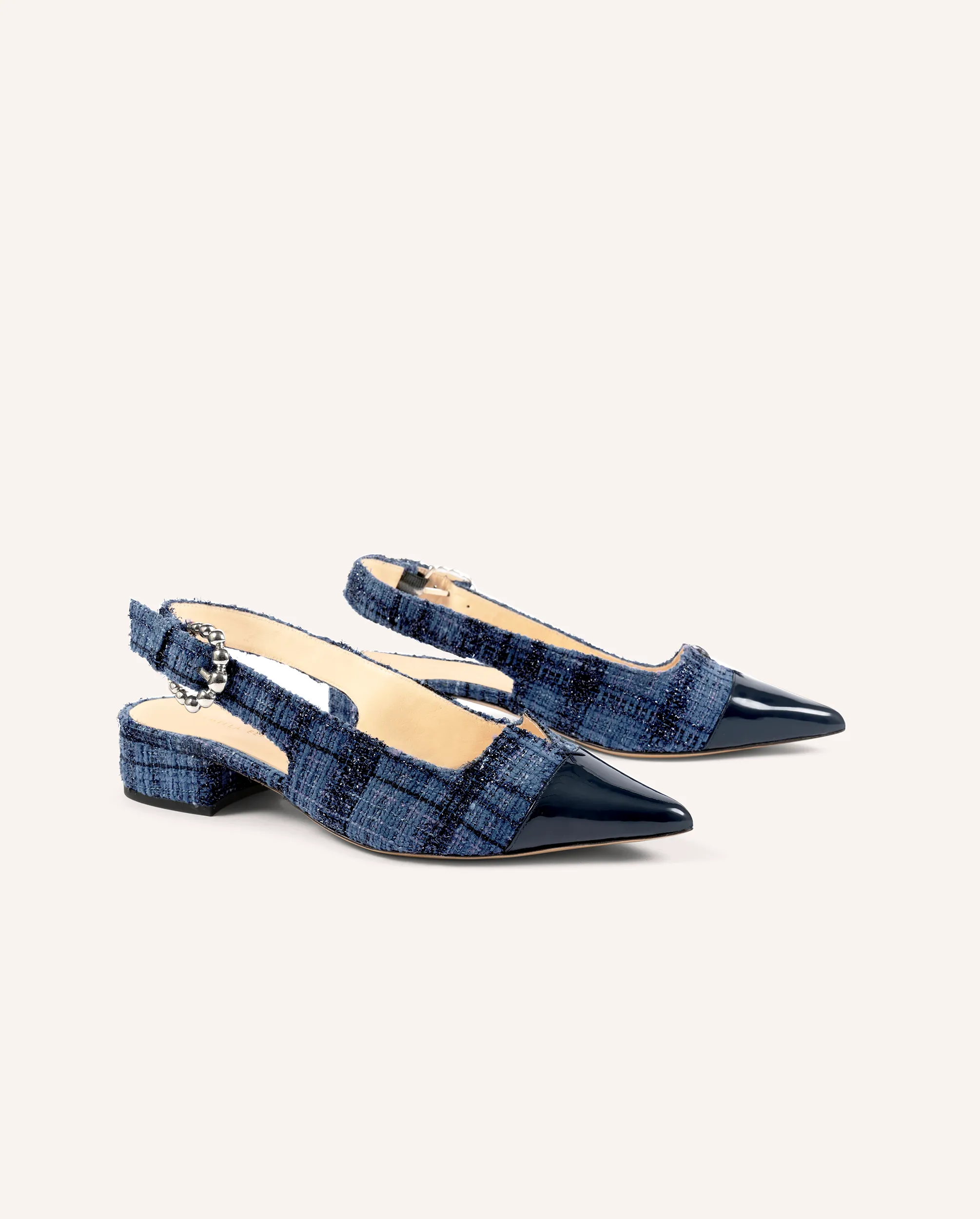 Alicia Tweed & Navy Flats