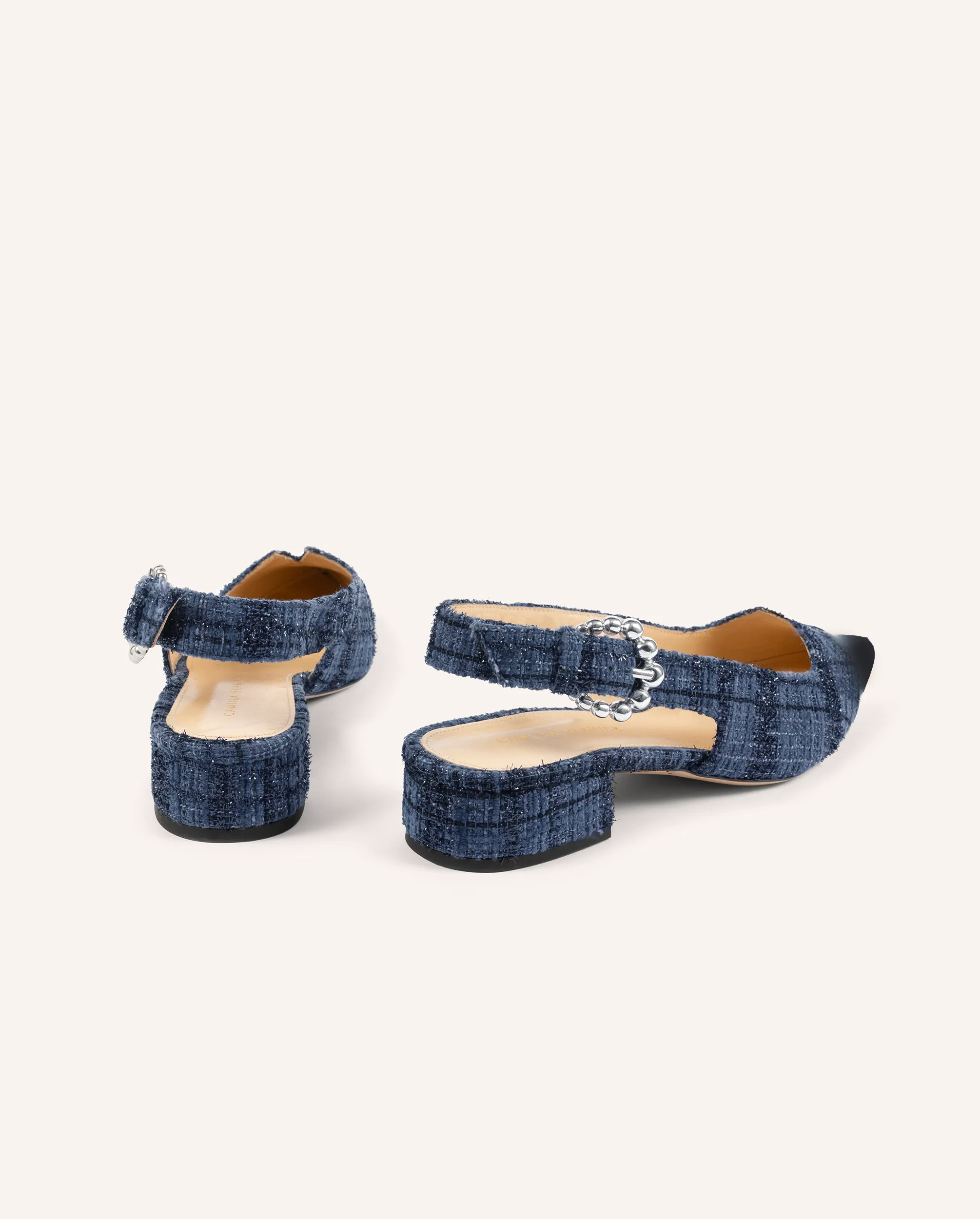 Alicia Tweed & Navy Flats
