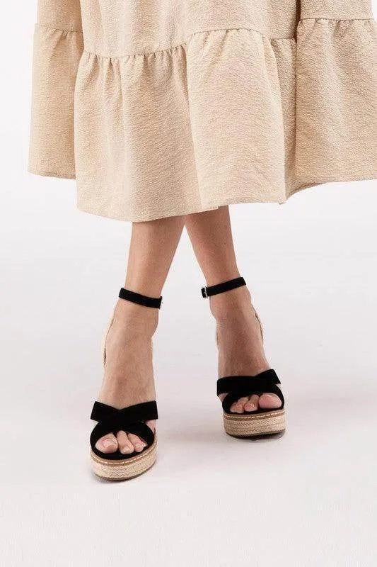 Ankle Strap Espadrille Platform Wedge Sandals