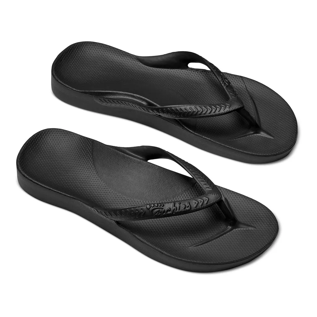 Archies Arch Support Flip Flops/Thongs - Black