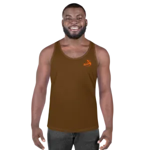 Athletic Apparatus Brown Orange logo White stitch Unisex Tank Top