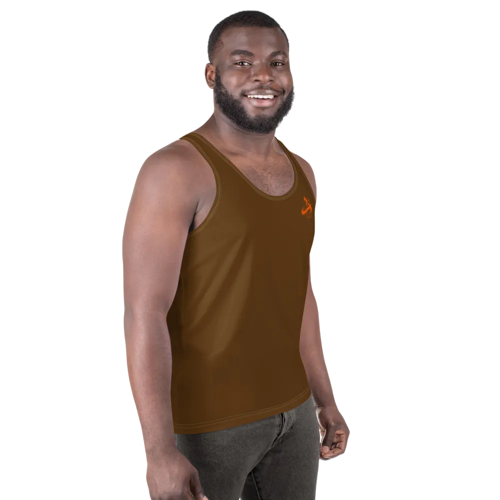 Athletic Apparatus Brown Orange logo White stitch Unisex Tank Top