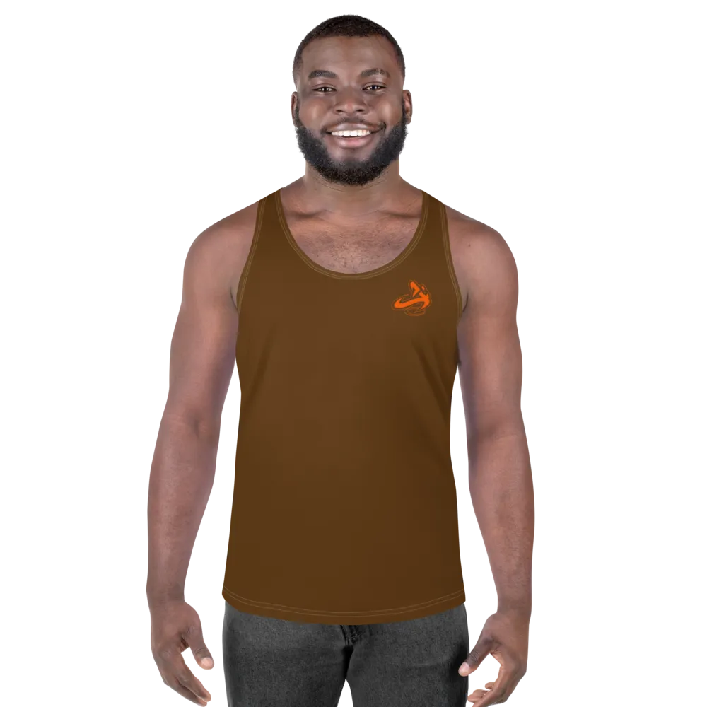 Athletic Apparatus Brown Orange logo White stitch Unisex Tank Top