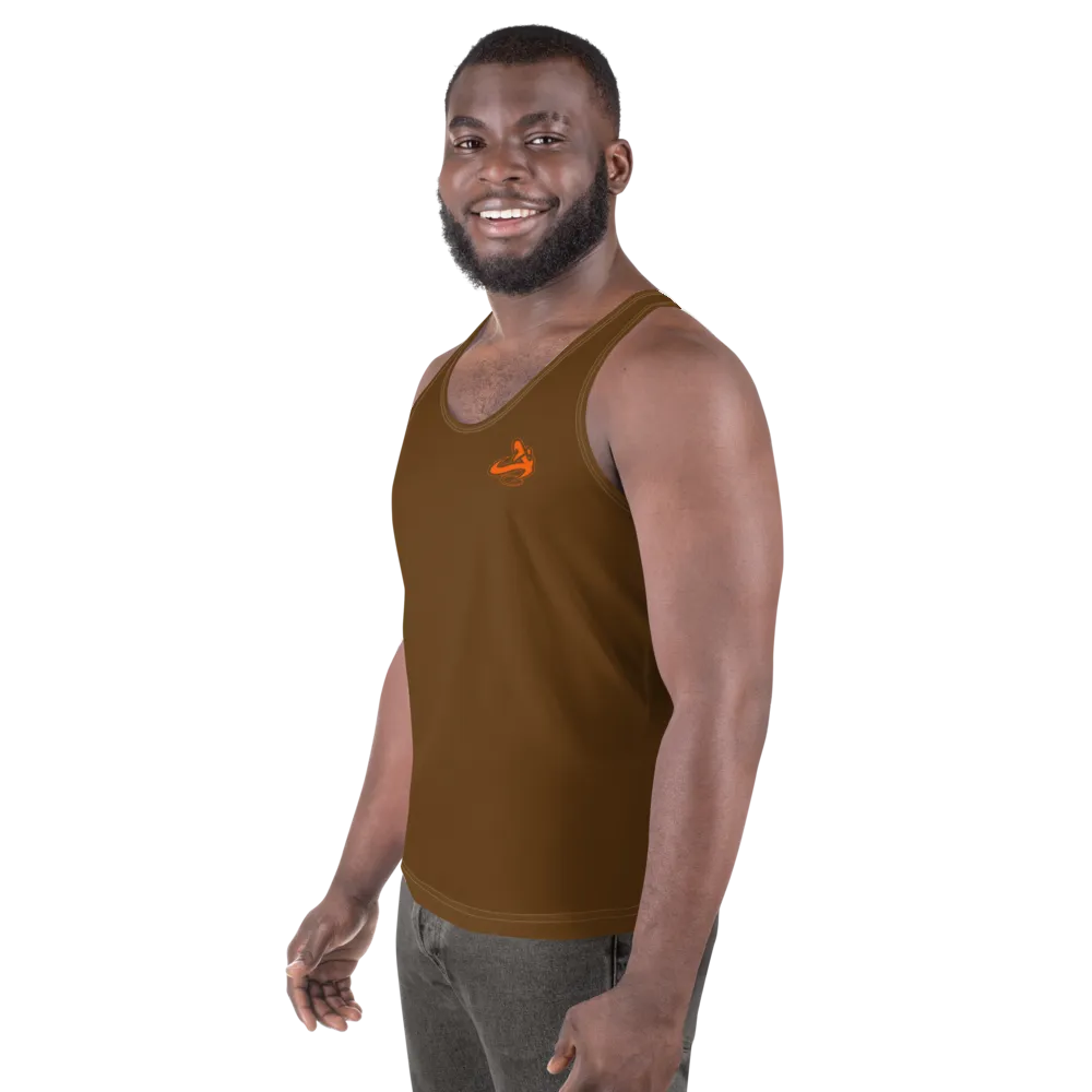 Athletic Apparatus Brown Orange logo White stitch Unisex Tank Top