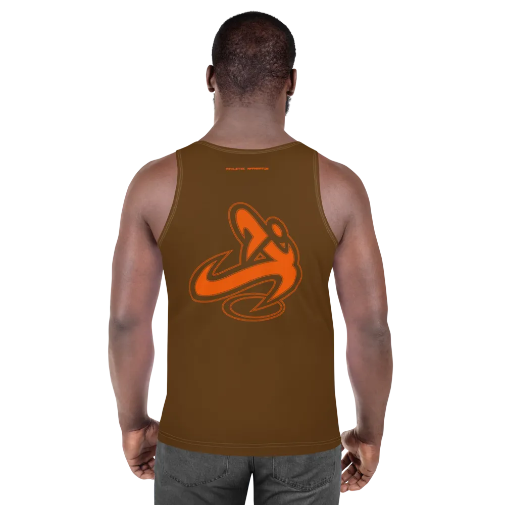 Athletic Apparatus Brown Orange logo White stitch Unisex Tank Top