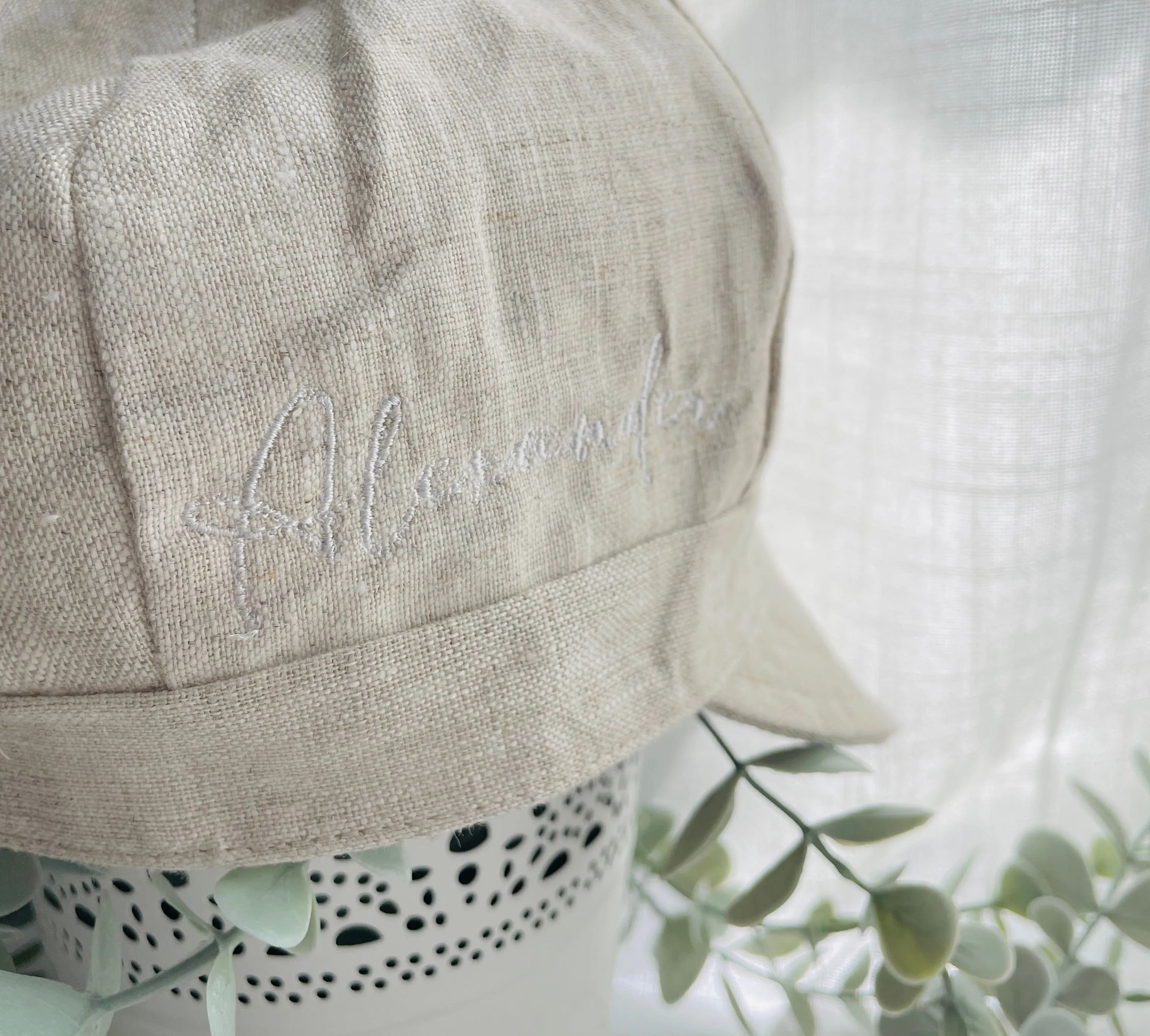 Beige linen kids Baptism or Wedding Suit with Accessories and Embroidery Available