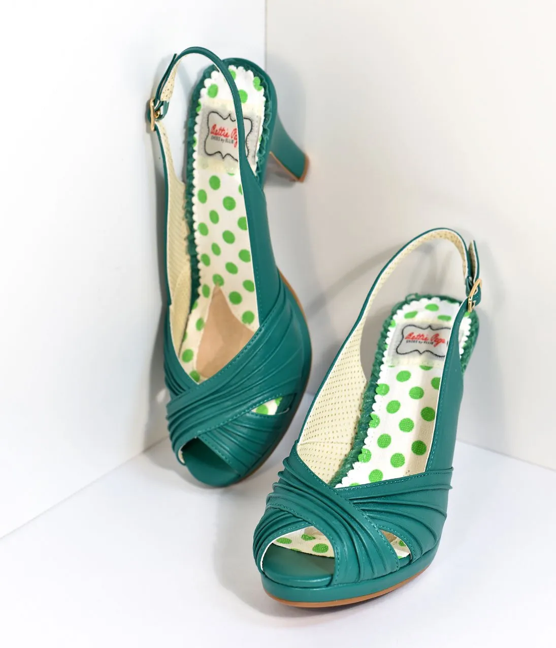 Bettie Page Vintage Style Green Selene Heels