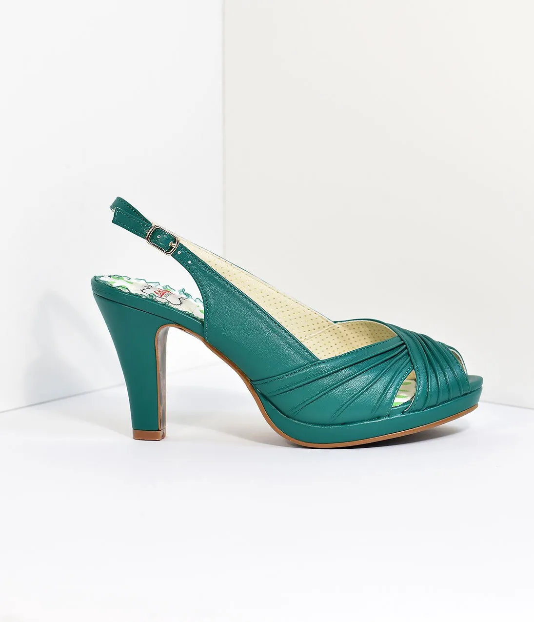 Bettie Page Vintage Style Green Selene Heels
