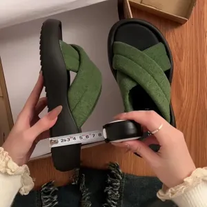 binfenxie 2024 Summer Platform Women Slippers Fashion Open Toe Soft Sole Flats Slides Ladies Casual Cross Beach Gladiator Sandal