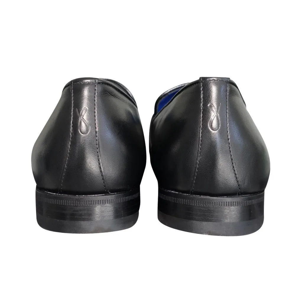 Black Diamante Leather Monk Silver Loafer