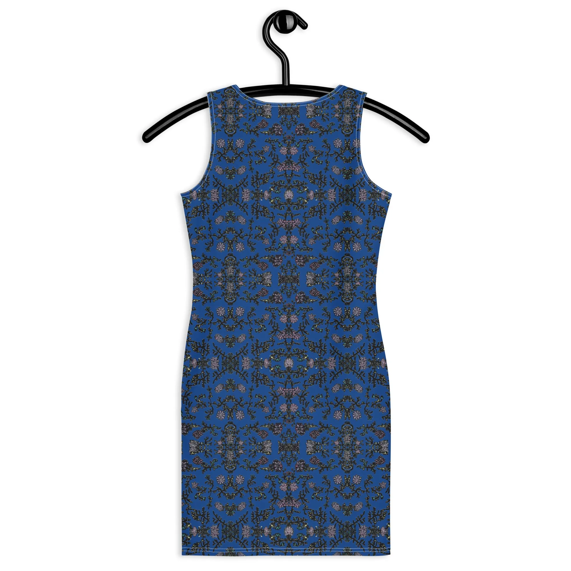 Blue Floral Print Sleeveless Dress, Flower Print Elegant Women's Long Comfy Causal Dress- Made in USA/EU/MX