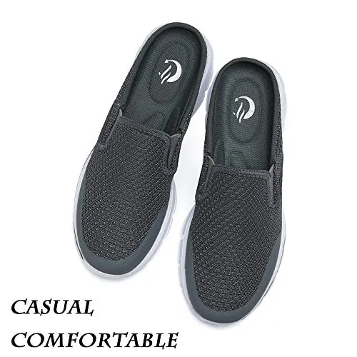 C CELANDA Breathable Lightweight Mesh Shoes Garden Clogs Mules Dark Grey
