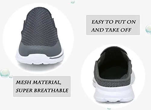C CELANDA Breathable Lightweight Mesh Shoes Garden Clogs Mules Dark Grey