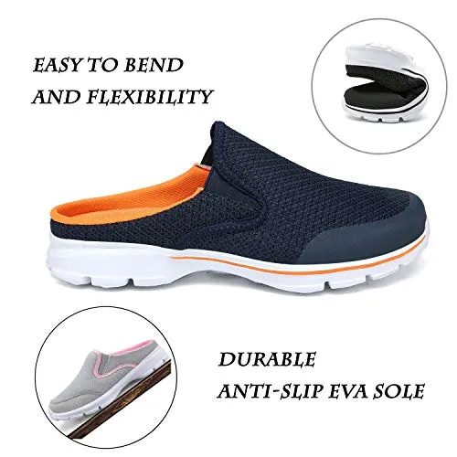 C CELANDA Breathable Lightweight Mesh Shoes Garden Clogs Mules Dark Grey