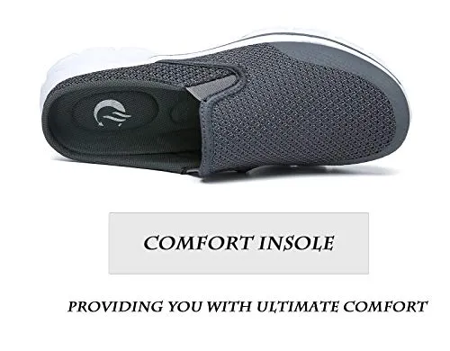 C CELANDA Breathable Lightweight Mesh Shoes Garden Clogs Mules Dark Grey