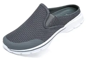C CELANDA Breathable Lightweight Mesh Shoes Garden Clogs Mules Dark Grey