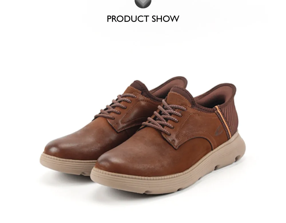 camel active  Leather Lace Up Shoes Men Dark Khaki POLINUS-852501-RS2-62