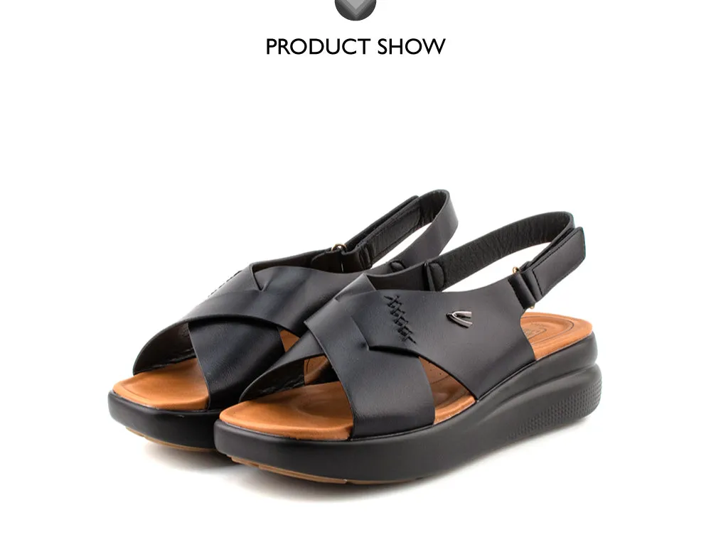 camel active Women Victoria Cross-Strap Comfort Sandals -782401-YR01SV-1-BLACK
