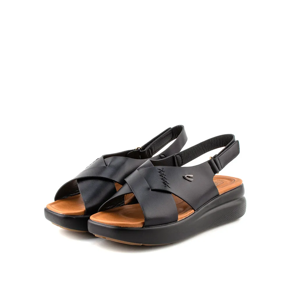 camel active Women Victoria Cross-Strap Comfort Sandals -782401-YR01SV-1-BLACK