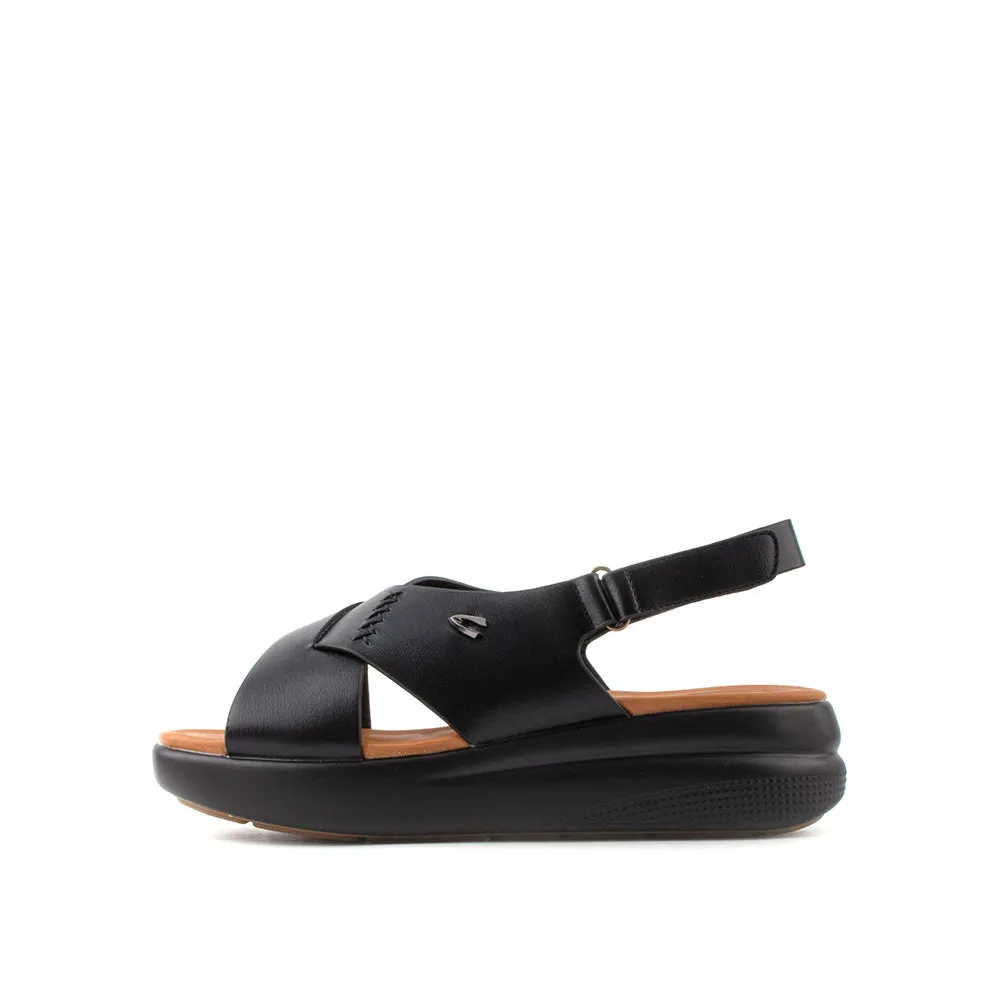 camel active Women Victoria Cross-Strap Comfort Sandals -782401-YR01SV-1-BLACK