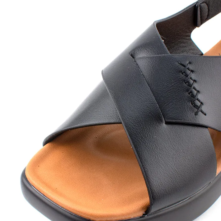 camel active Women Victoria Cross-Strap Comfort Sandals -782401-YR01SV-1-BLACK