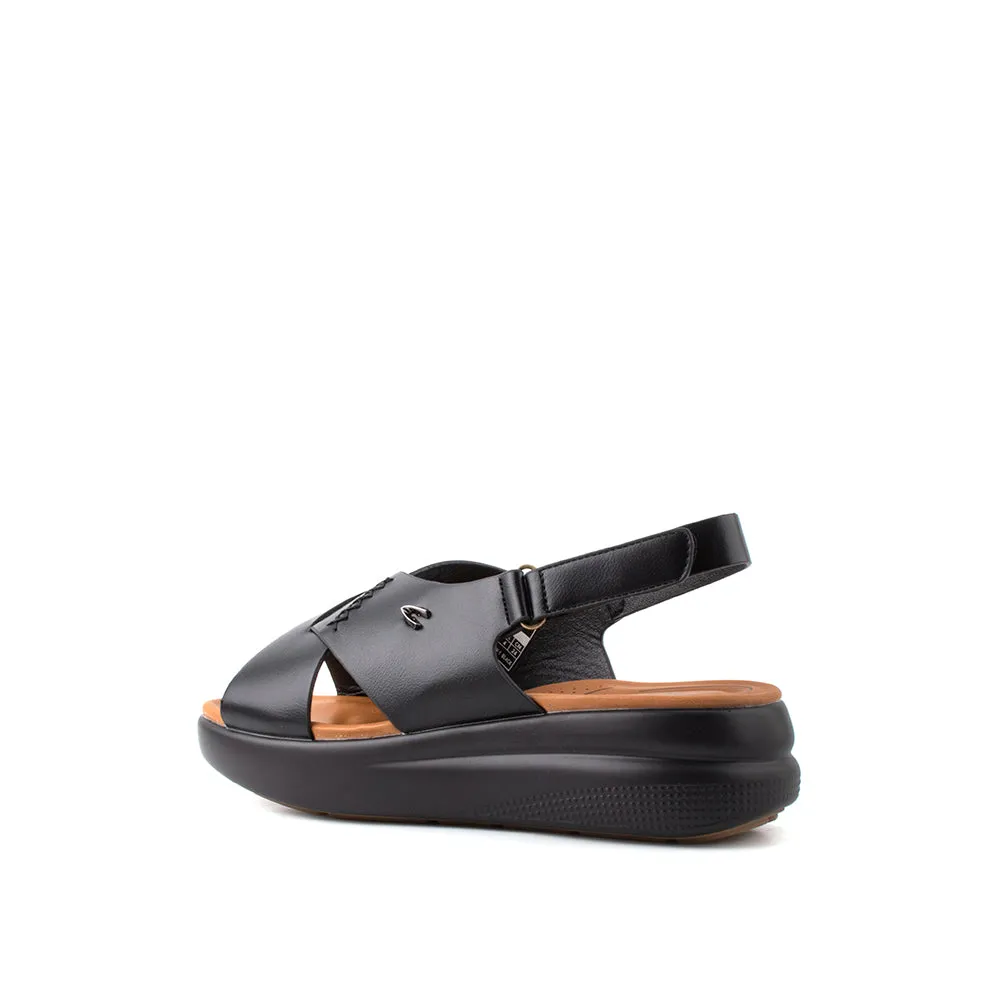 camel active Women Victoria Cross-Strap Comfort Sandals -782401-YR01SV-1-BLACK