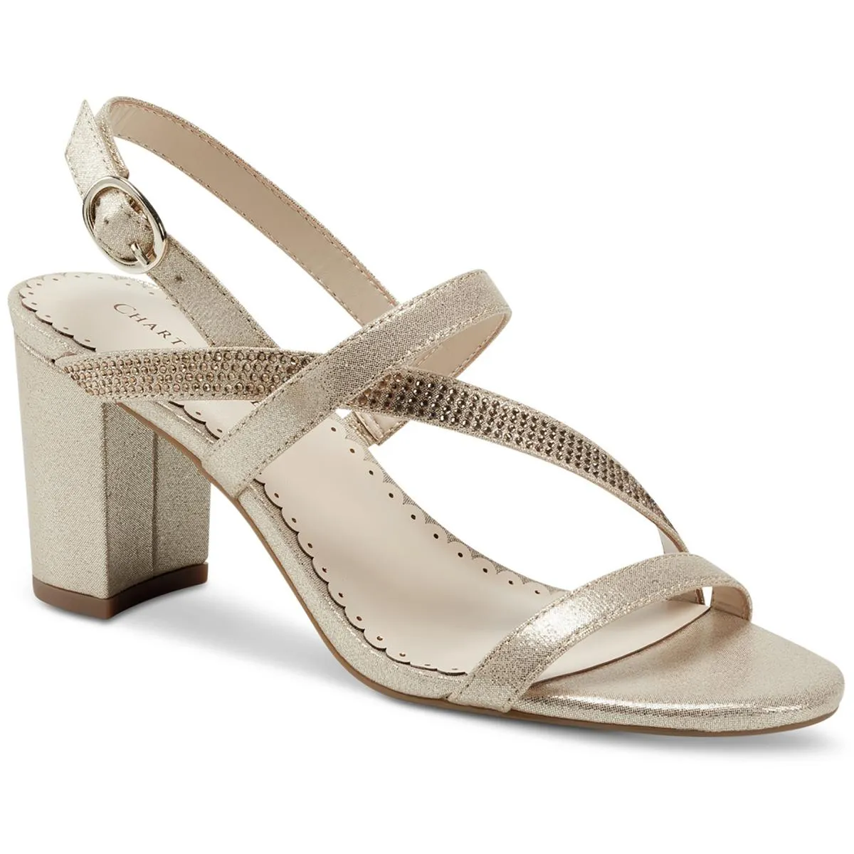 Charter Club Womens Lunah Glitter Criss-Cross Slingback Sandals