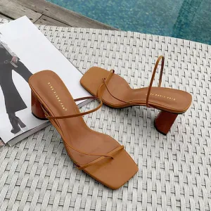 Chicvane Women's Chunky Heel Criss Cross Open Toe Stylish Heeled Sandals