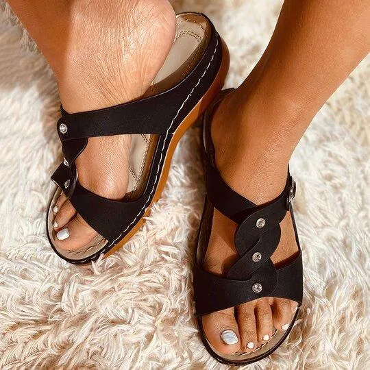 Chicvane Women's Cross-Banded Platform Sandals