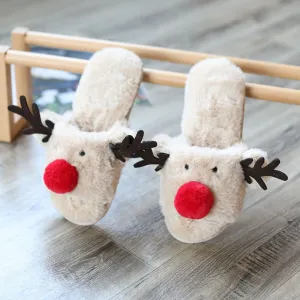Christmas Slippers Christmas Deer Fluffy Slippers