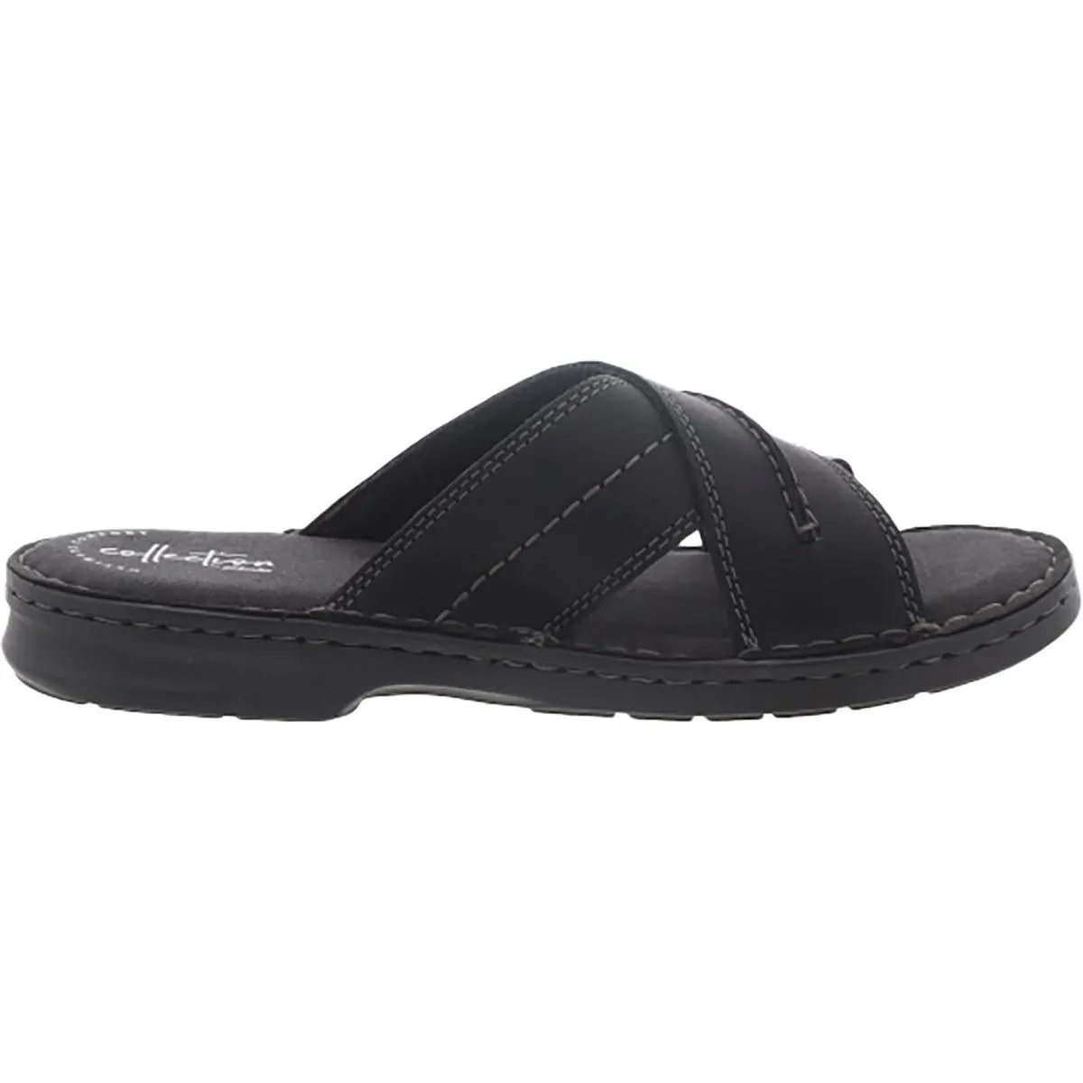 Clarks Mens Malone Cross Leather Comfort Slide Sandals