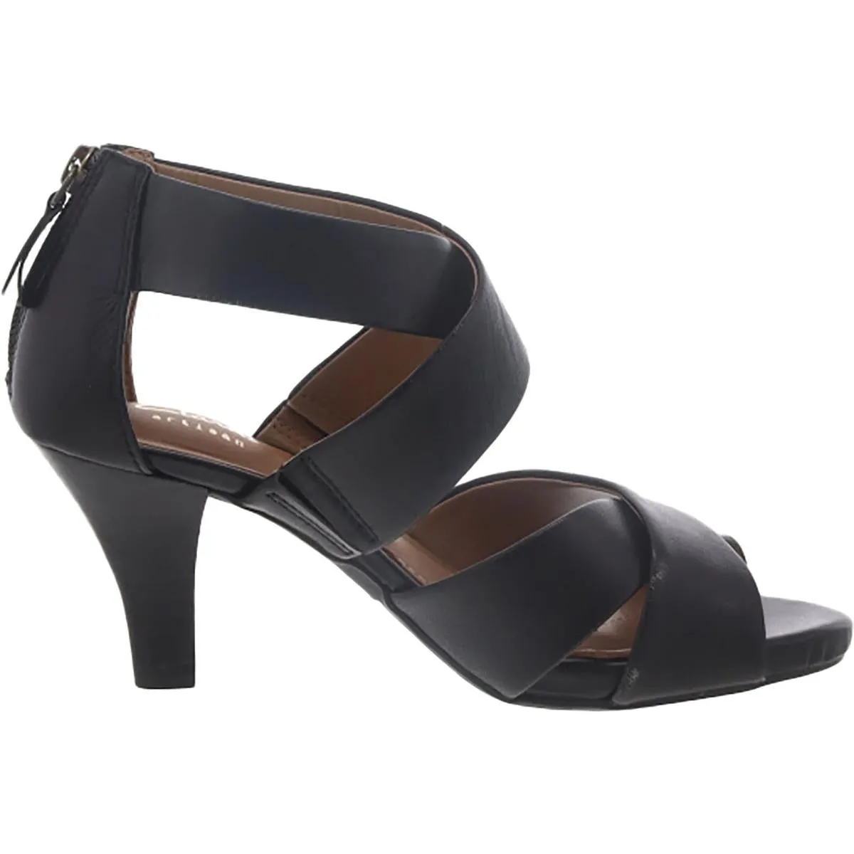 Clarks Womens Florine Sashae Leather Cross Front Heels