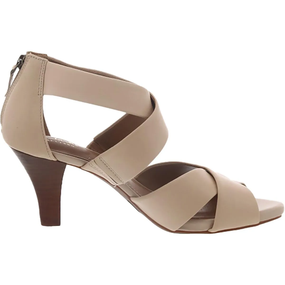 Clarks Womens Florine Sashae Leather Cross Front Heels
