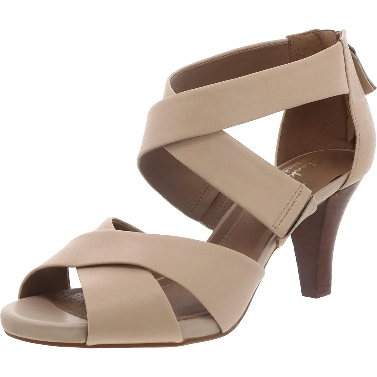 Clarks Womens Florine Sashae Leather Cross Front Heels