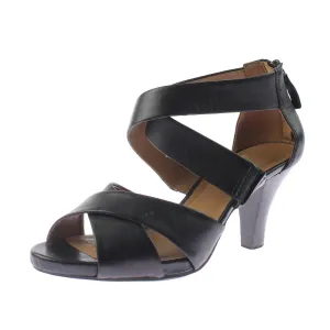 Clarks Womens Florine Sashae Leather Cross Front Heels