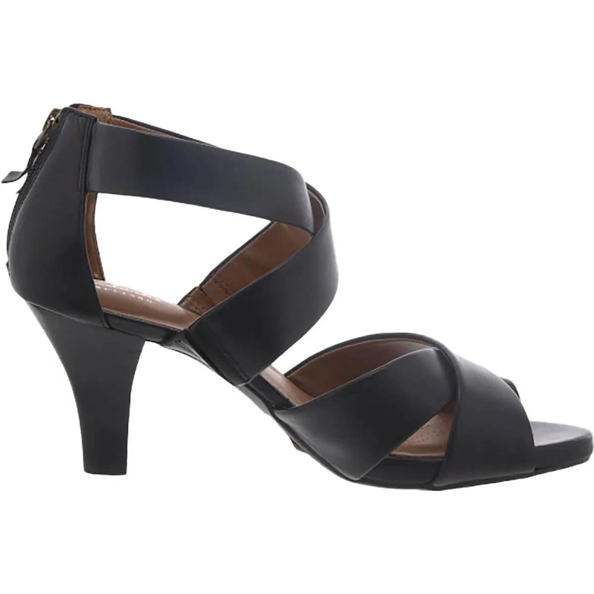 Clarks Womens Florine Sashae Leather Cross Front Heels