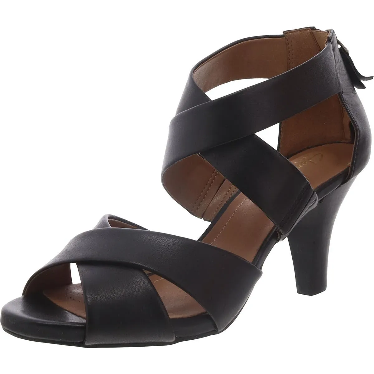 Clarks Womens Florine Sashae Leather Cross Front Heels