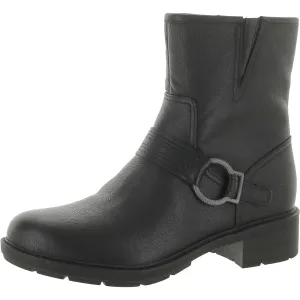 Clarks Womens Hearth Cross Leather Round Toe Ankle Boots