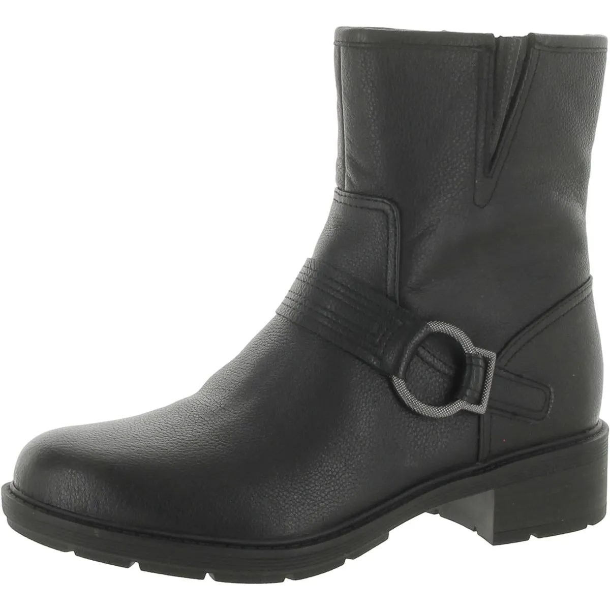 Clarks Womens Hearth Cross Leather Round Toe Ankle Boots