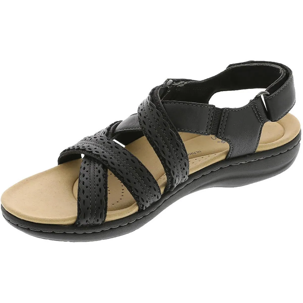 Clarks Womens Laurieann Rena Leather Criss-Cross Slingback Sandals