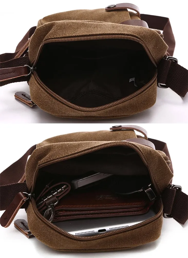 Collsants Small Vintage Canvas Travel Purse Mini Shoulder Bags Messenger Crossbody Handbag