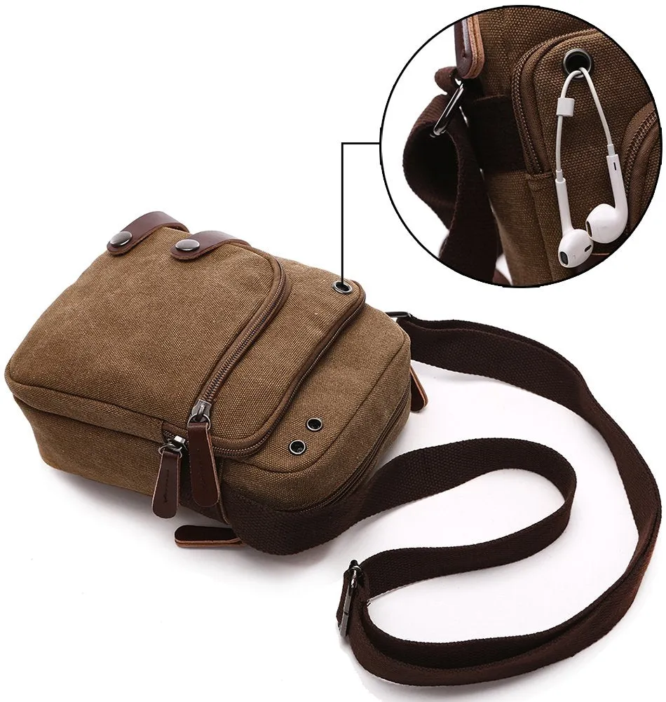 Collsants Small Vintage Canvas Travel Purse Mini Shoulder Bags Messenger Crossbody Handbag