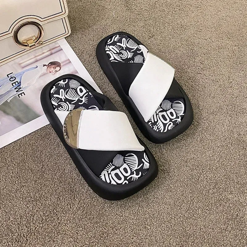Colorful Graffiti Platform Sandals
